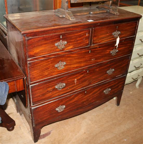 Mahogany five-drawer chest with brass bail handles